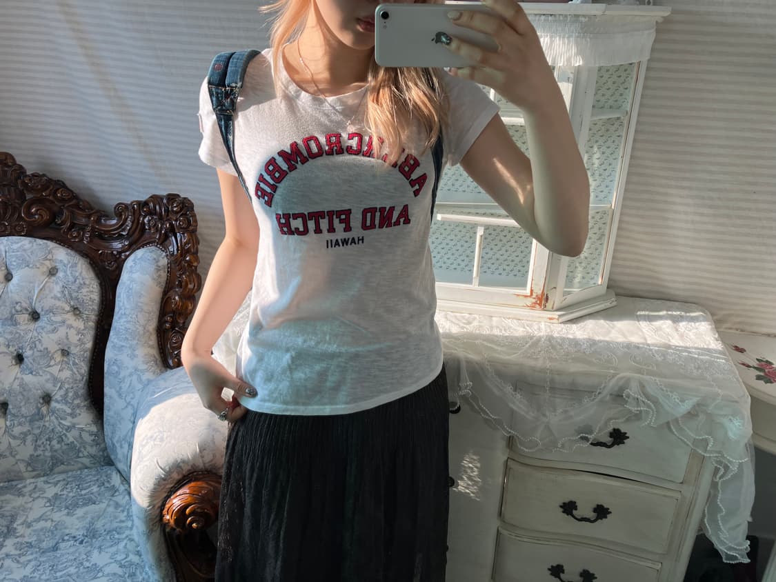 아베크롬비 화이트 패치 반팔 티셔츠 상품이미지1