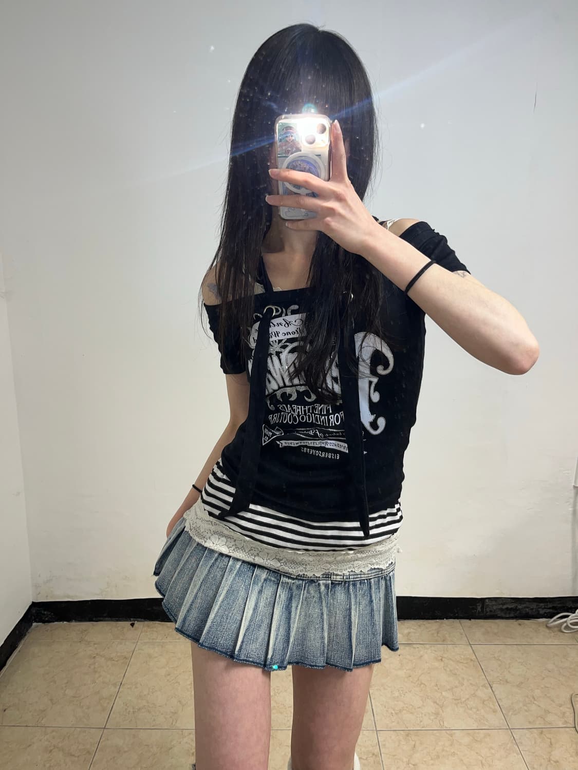 00‘s 데님 플리츠 스커트 상품이미지6