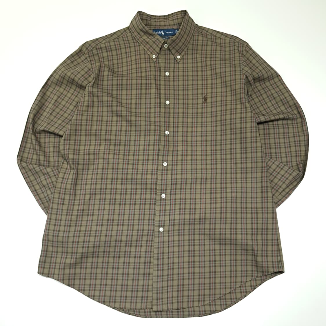 CL957 XL 폴로 00s 커스텀핏 올리브그린 클래식체크 셔츠 상품이미지1