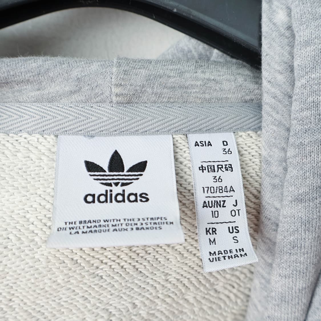 55/아디다스 트라이컬러 크롭 후드티 상품이미지5