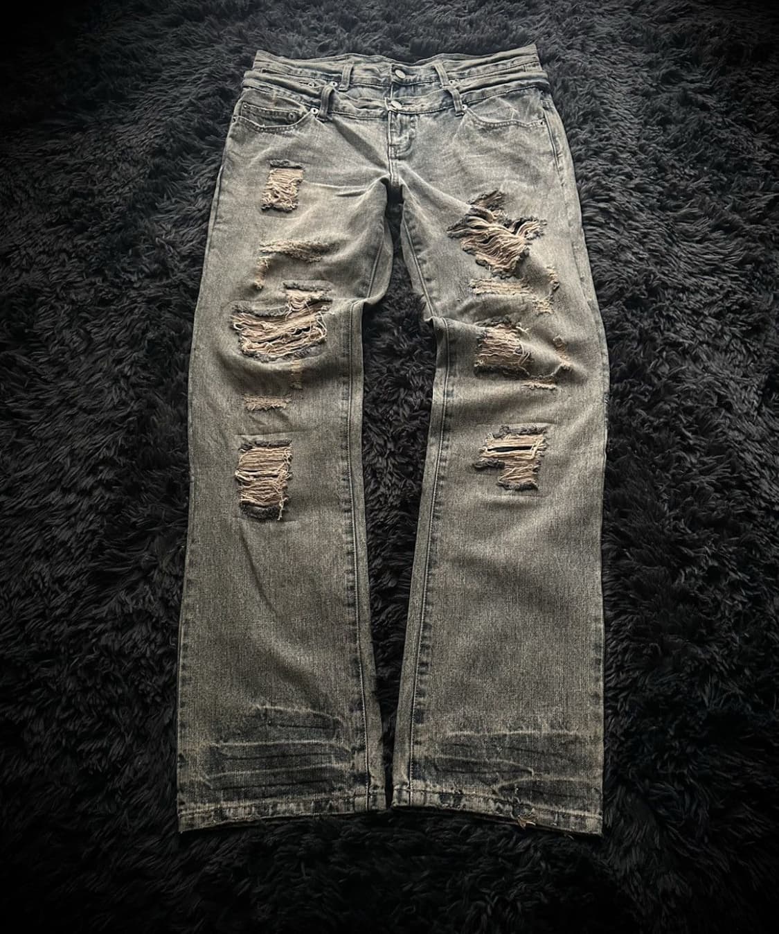 double waist Distressed denim 상품이미지1