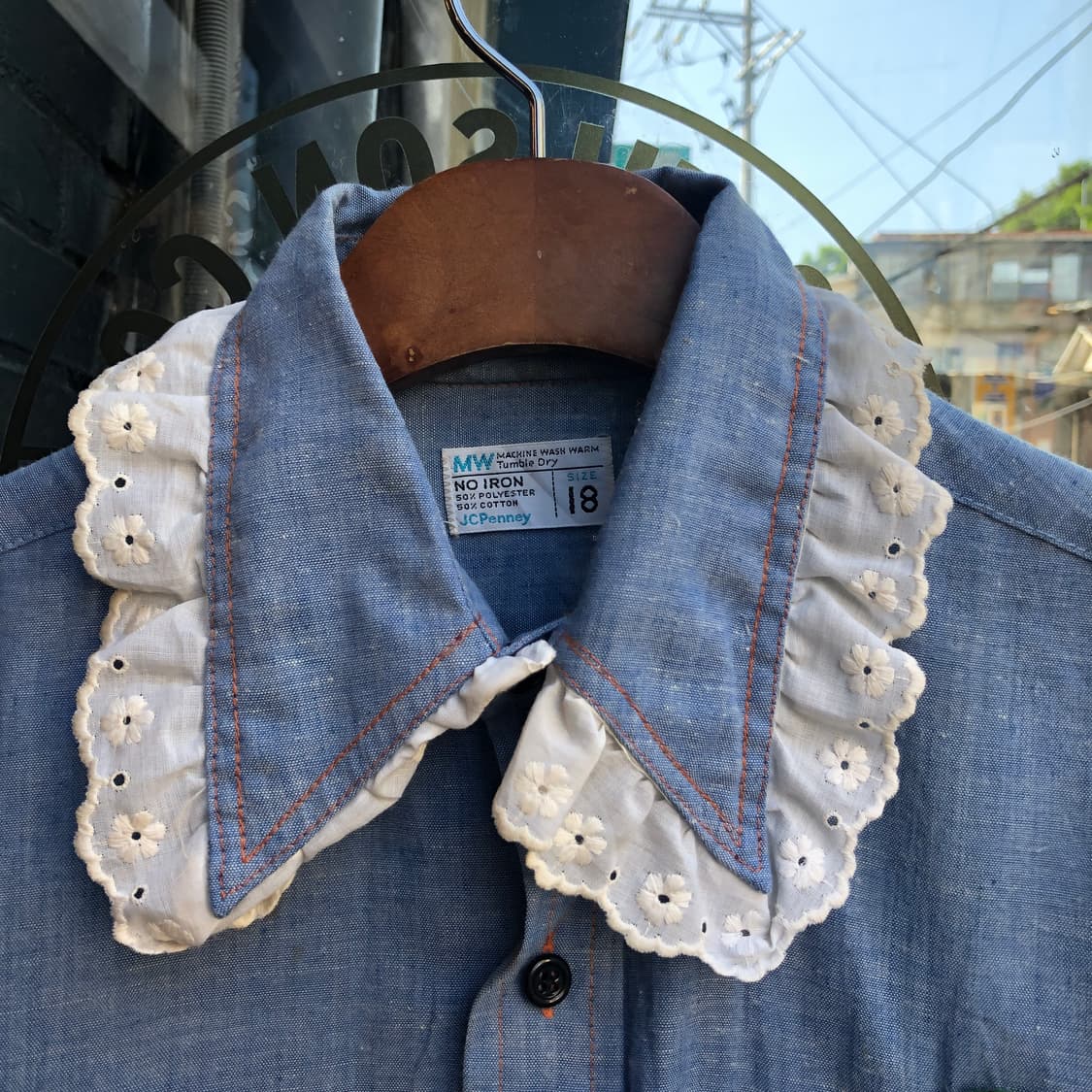 70s JC penny chambray shirt-S 상품이미지5