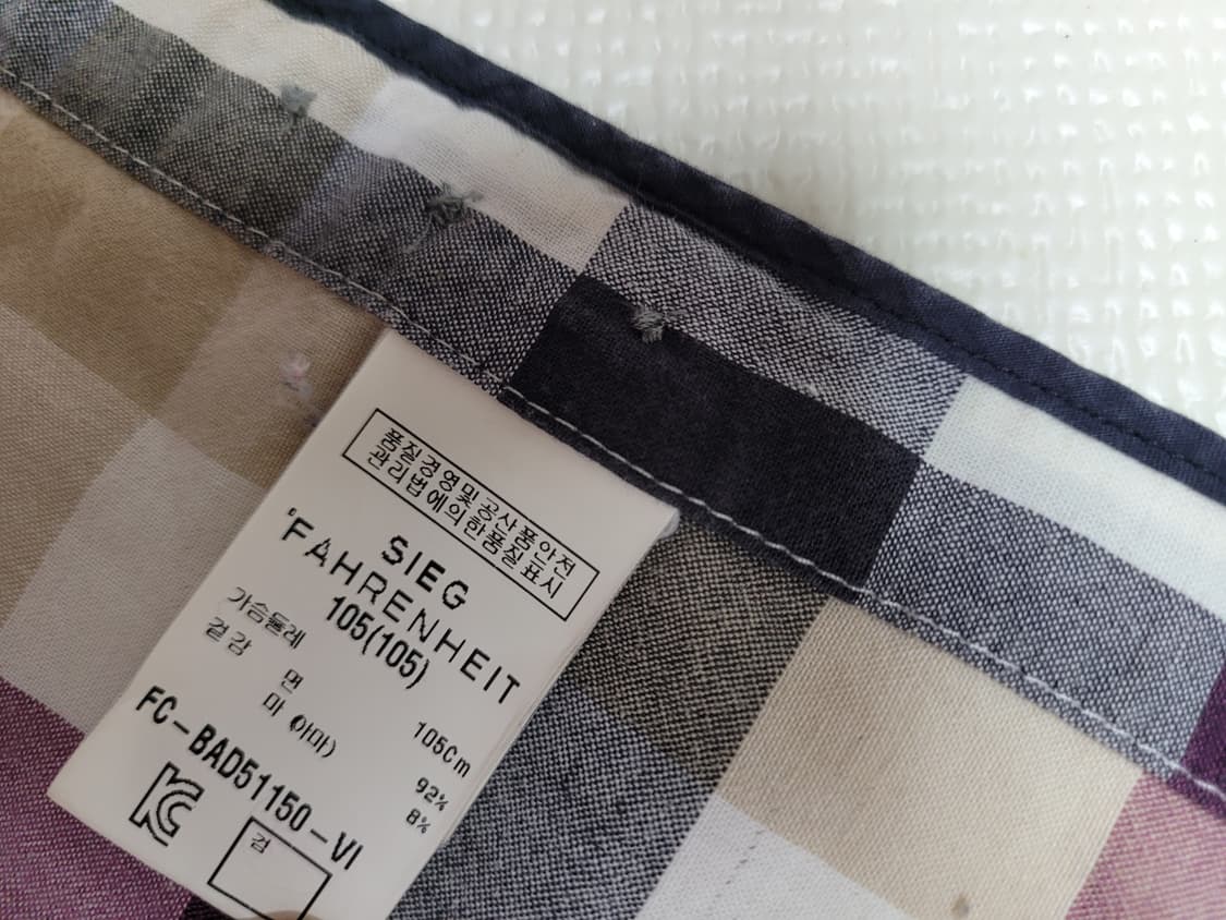 지이크 SIEG 남자 마혼방 7부 체크 셔츠 105 퍼플  상품이미지10