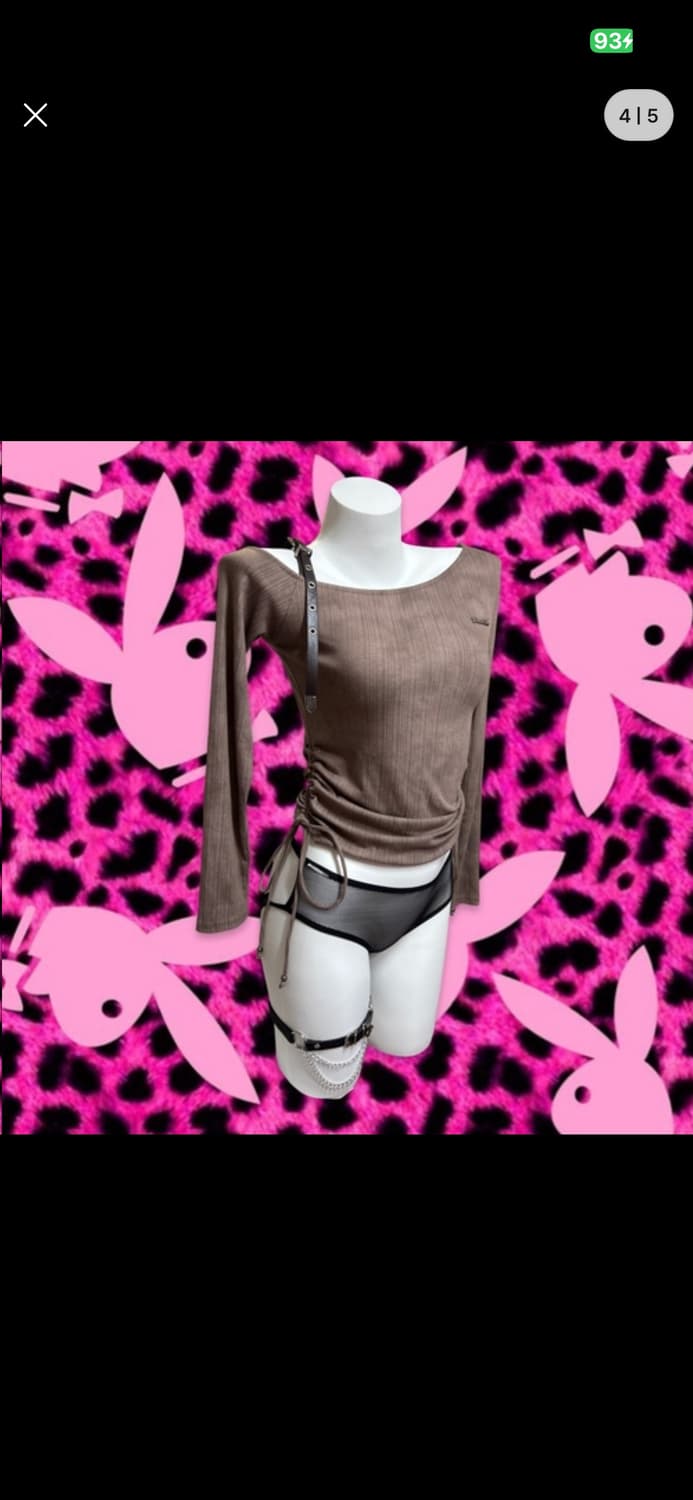 어깨 한쪽 오프숄더 벨티드 그런지 탑 상품이미지4