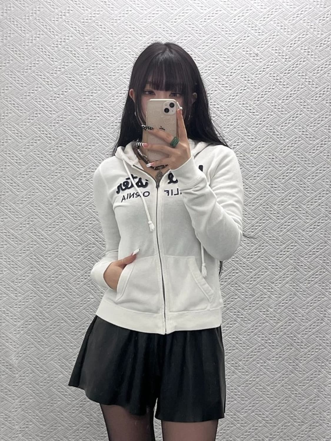 홀리스터 Y2K 대장급 딱붙핏 화이트크림 후드집업 S C10185 상품이미지1