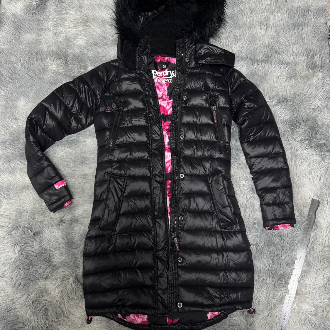 슈퍼드라이 여성 경량롱패딩 xs 사이즈 백화점택 상품이미지1