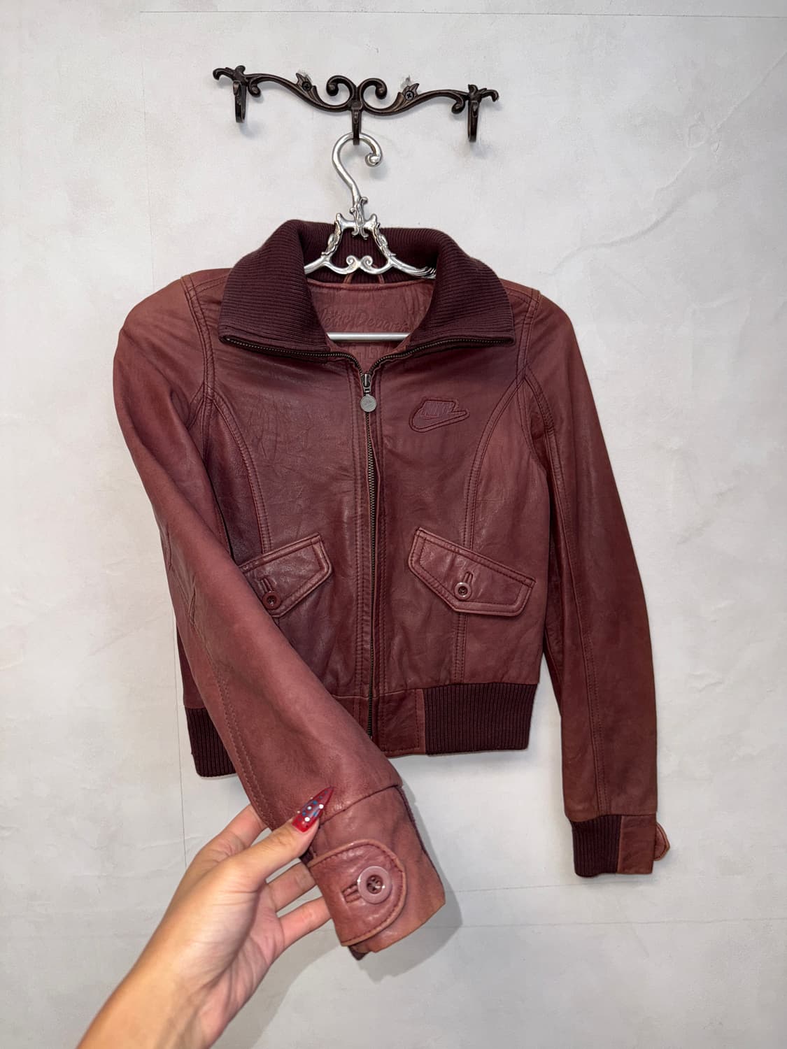 Nike burgundy lamb skin two ways jacket 상품이미지2