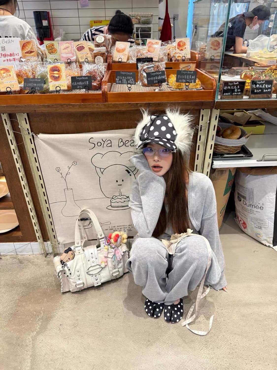 도트 퍼 이어 볼캡 상품이미지4