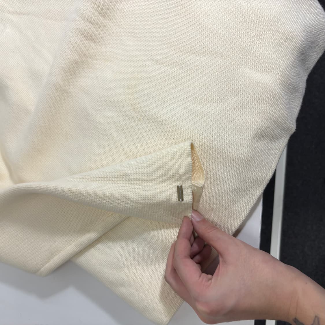 우먼M 타미힐피거 아이보리 오픈카라 니트집업 상품이미지3