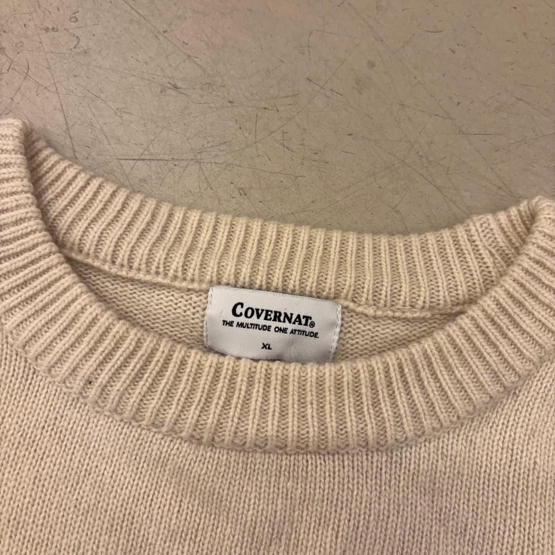 커버낫 아치로고 아이보리 니트 상품이미지3