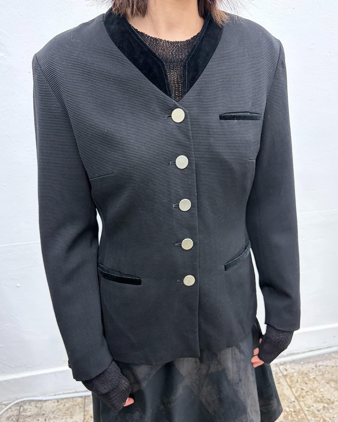 90s 아네스베 논칼라 블레이저 상품이미지4