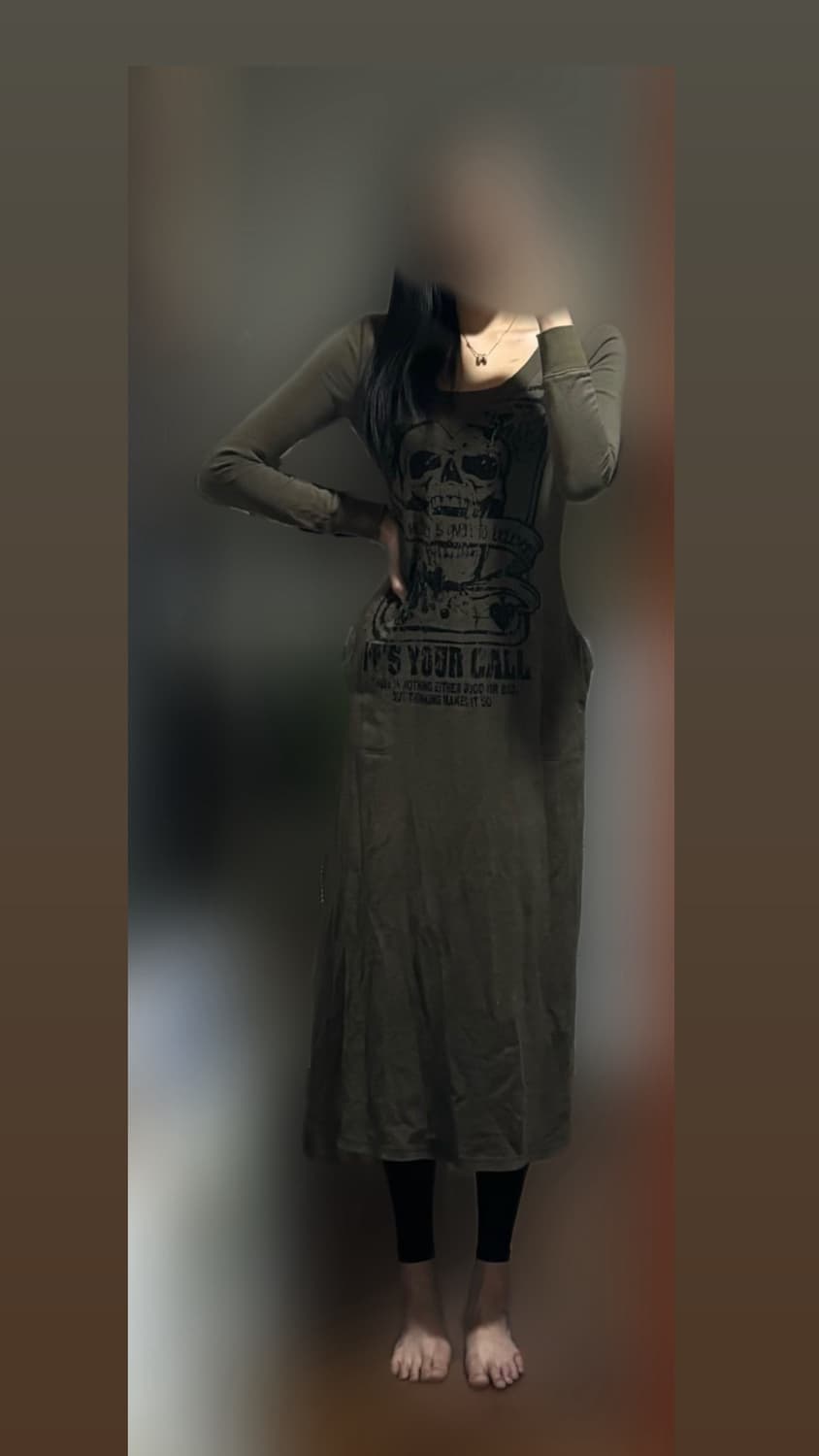 y2k 갸루펑크 백리스 프린팅 대장템 빈티지 롱 원피스 상품이미지1