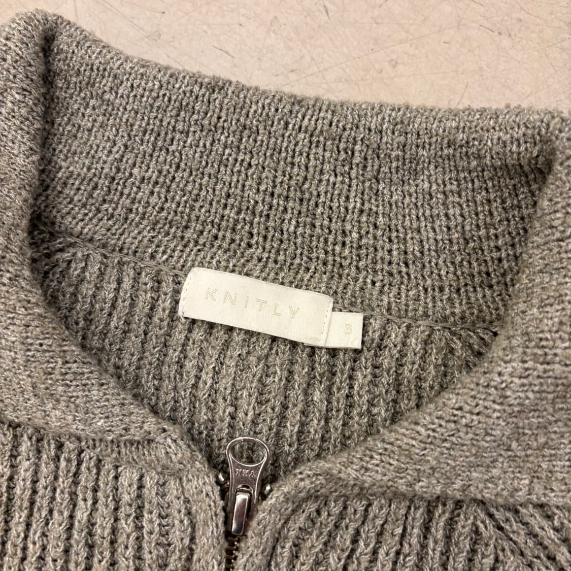 니틀리 그레이 골지 니트집업 상품이미지3