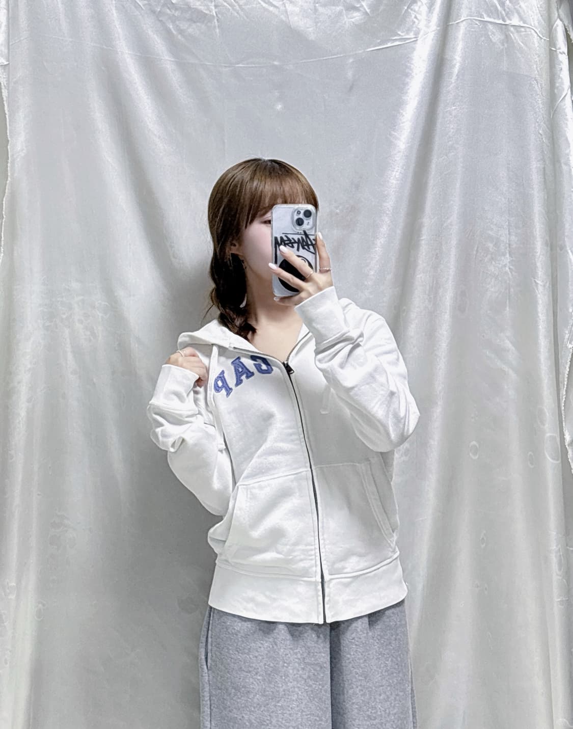 GAP 갭 성조기 빅로고 화이트 후드집업 상품이미지3