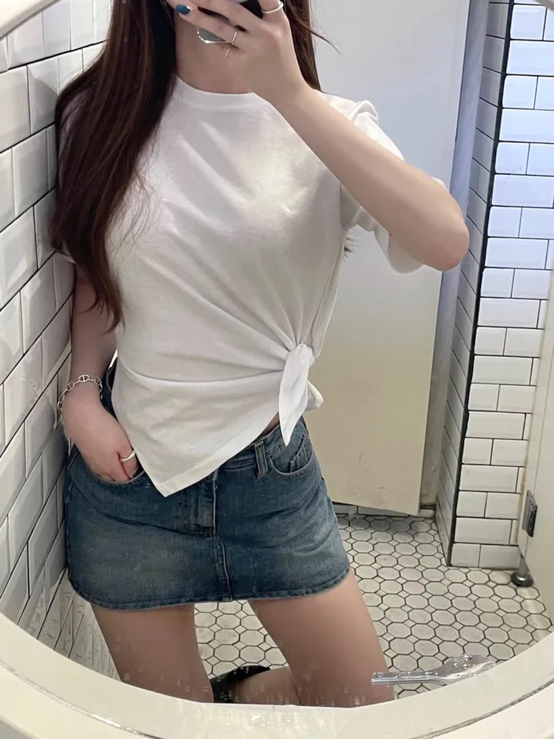 택O 새 상품 에이블리 데님 스커트 팬츠 S 상품이미지1
