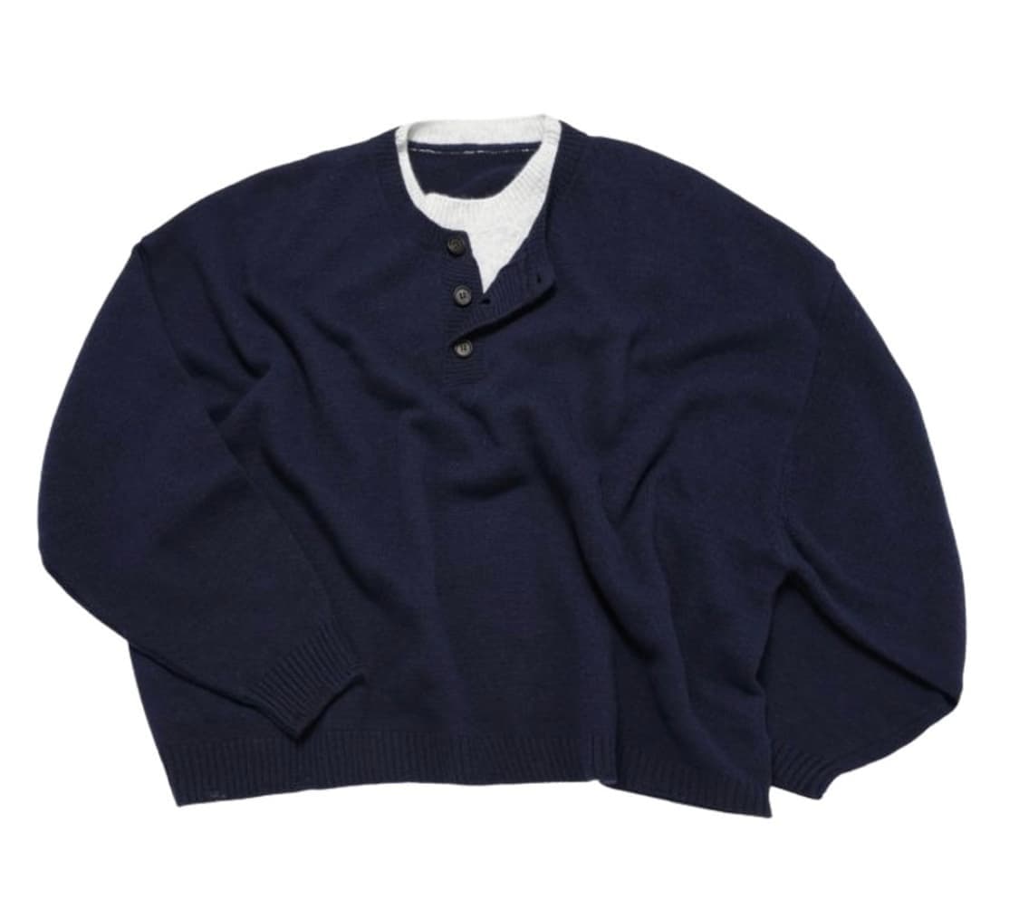 MJD콘트라스트 넥 캐시 니트 L. 상품이미지1