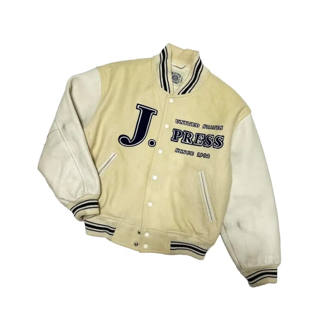 90s 빈티지 J. PRESS 제이프레스 울 레더 바시티 자켓 m사이즈 상품이미지1
