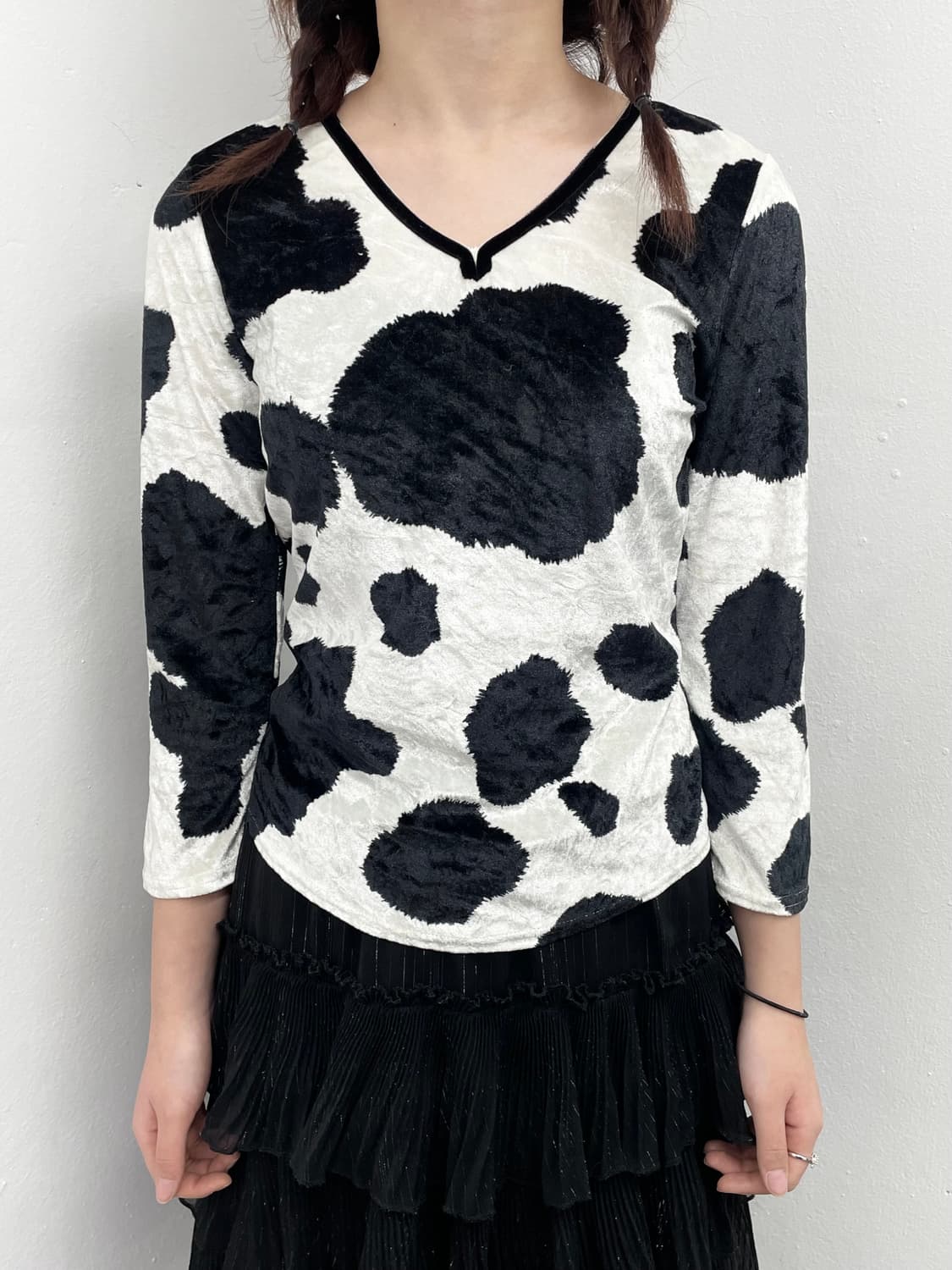 카우 패턴 벨로아 탑 상품이미지3