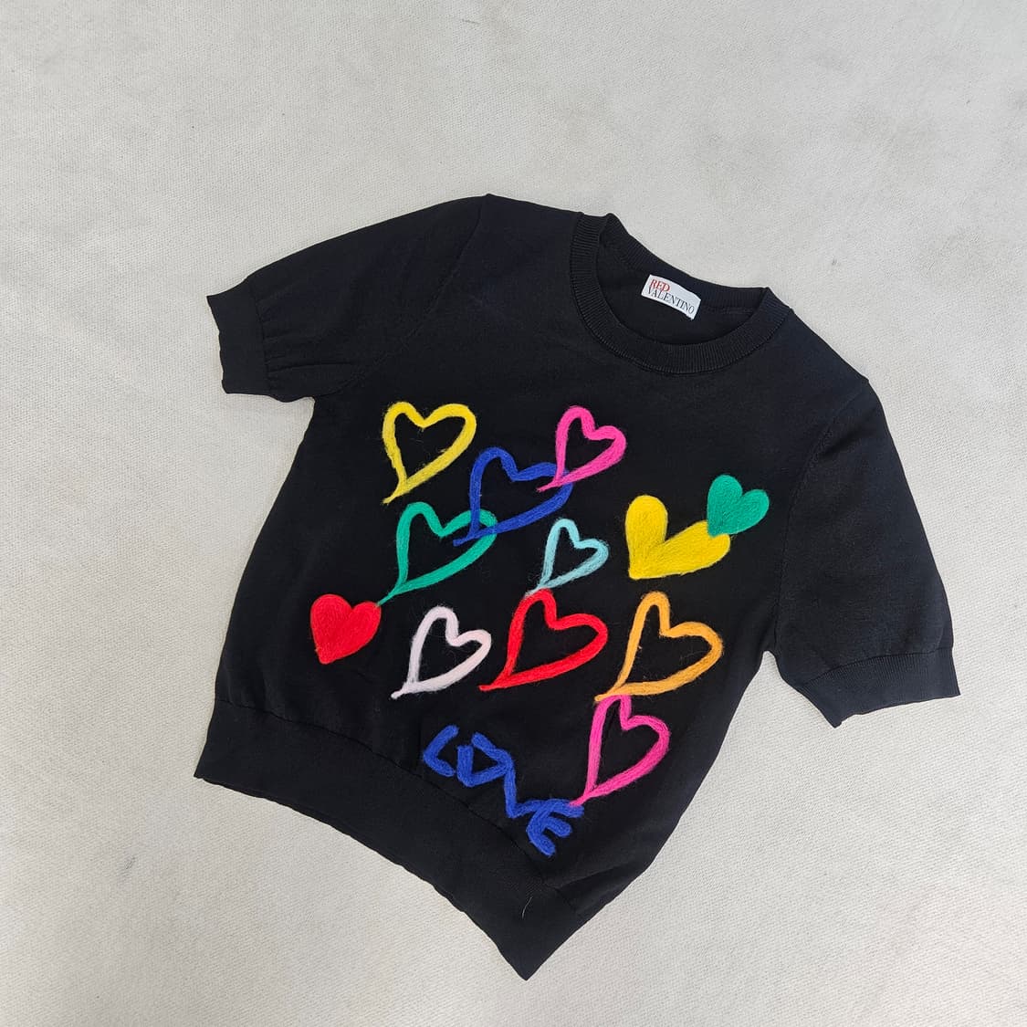 실측확인 빈티지 여성 하트 로고 반팔니트 0326Y 상품이미지1