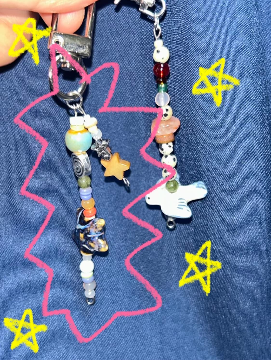 빈티지 비즈 별 키링 / vintage star keyring 상품이미지1