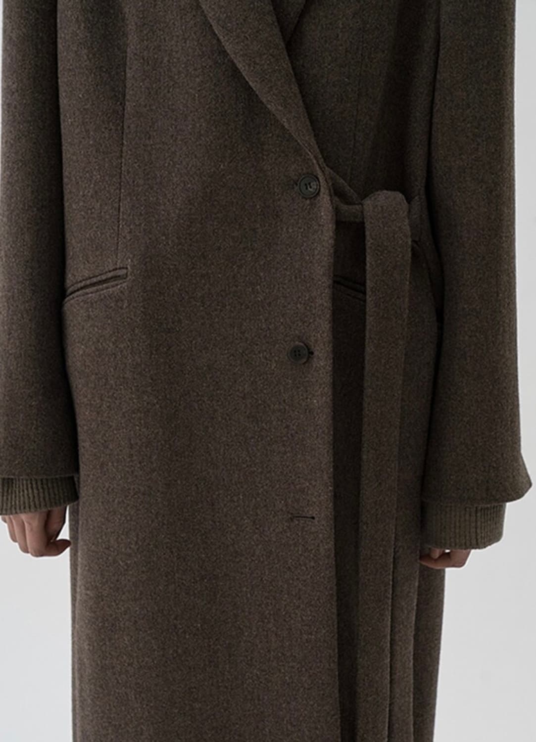 르917 SIDE BELTED COAT 브라운 상품이미지4