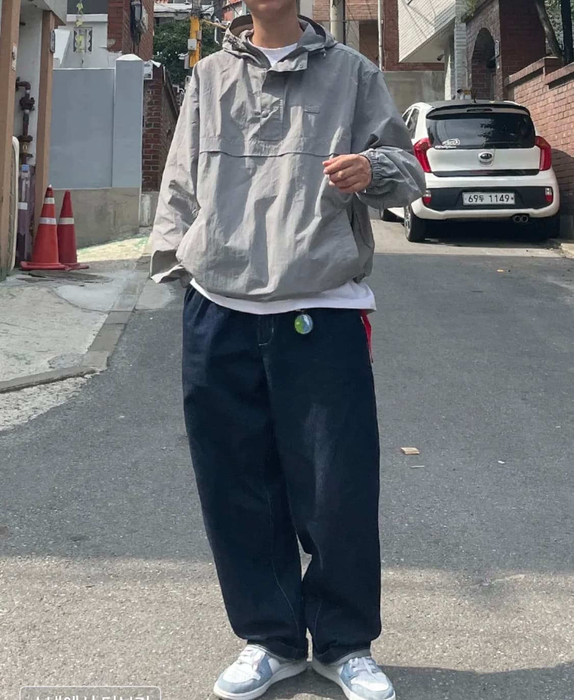 [L]트래블 버튼 나일론 후드 아노락/그레이 상품이미지2