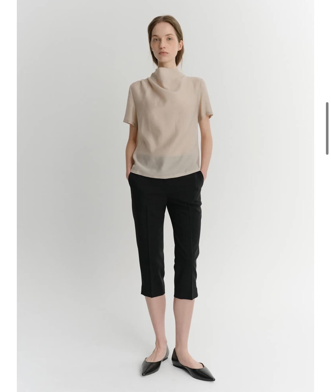 이아 cowl neck blouse, beige S 상품이미지2