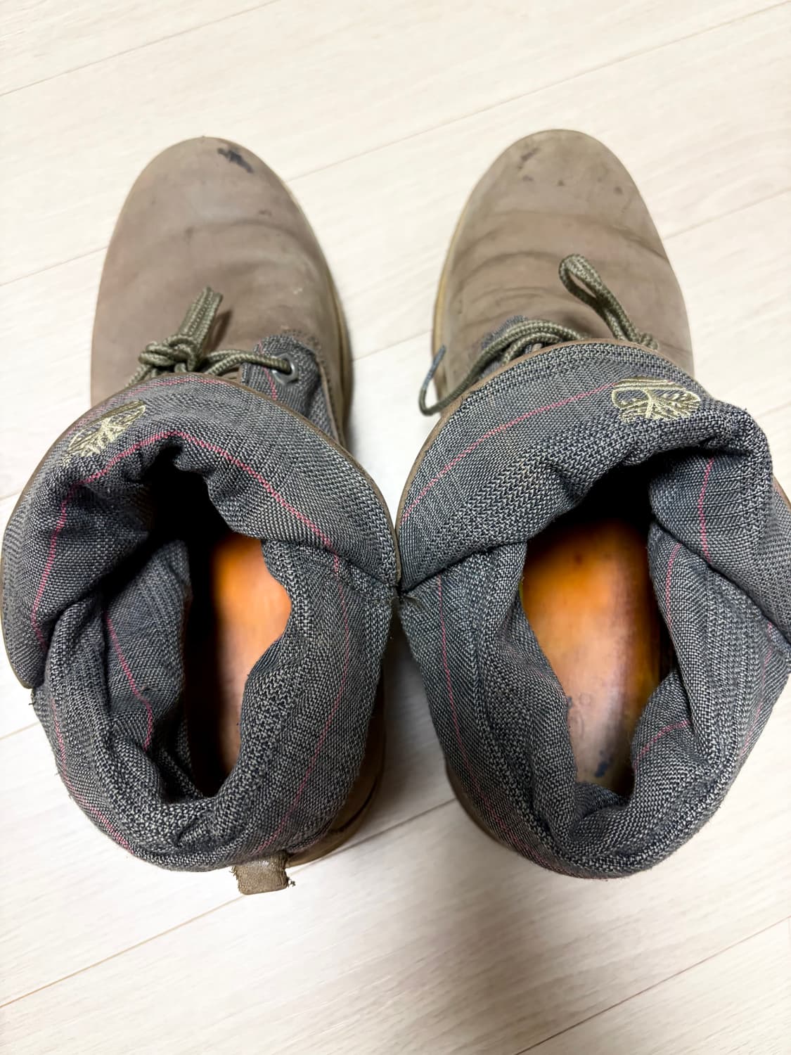 팀버랜드 롤탑 부츠 브라운 & 헤링본 스트라이프 패턴 상품이미지5