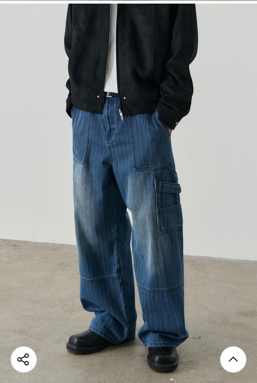 (L) 알리스 스트라이프 리버스 카펜터 데님 팬츠 [미드블루] 판매 상품이미지3