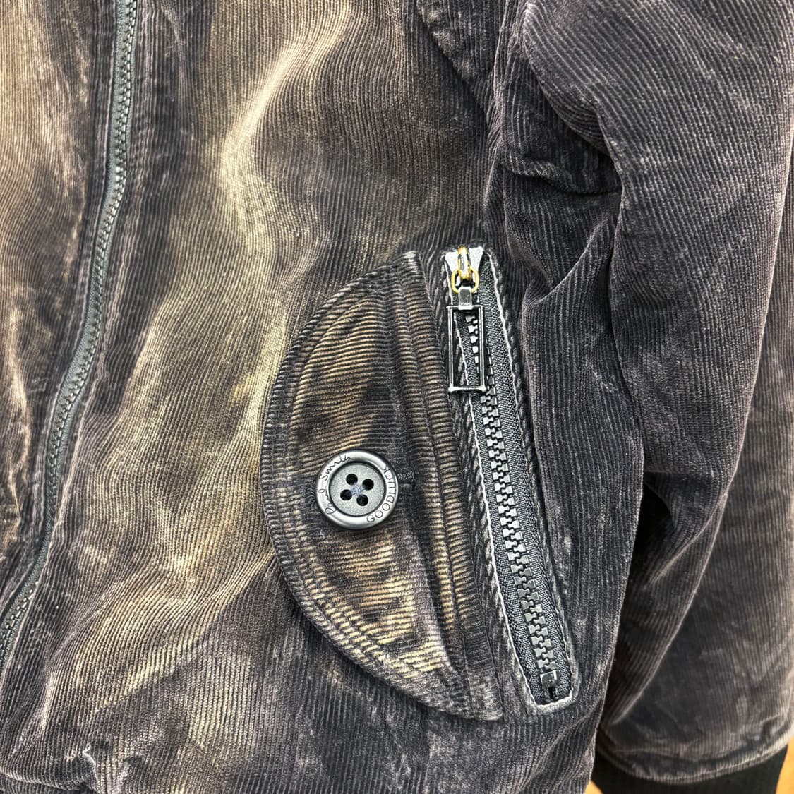 폴스미스 핑크 크롭 집업 자켓 빈티지 워싱 코듀로이 포켓 디테일 흑청 상품이미지6