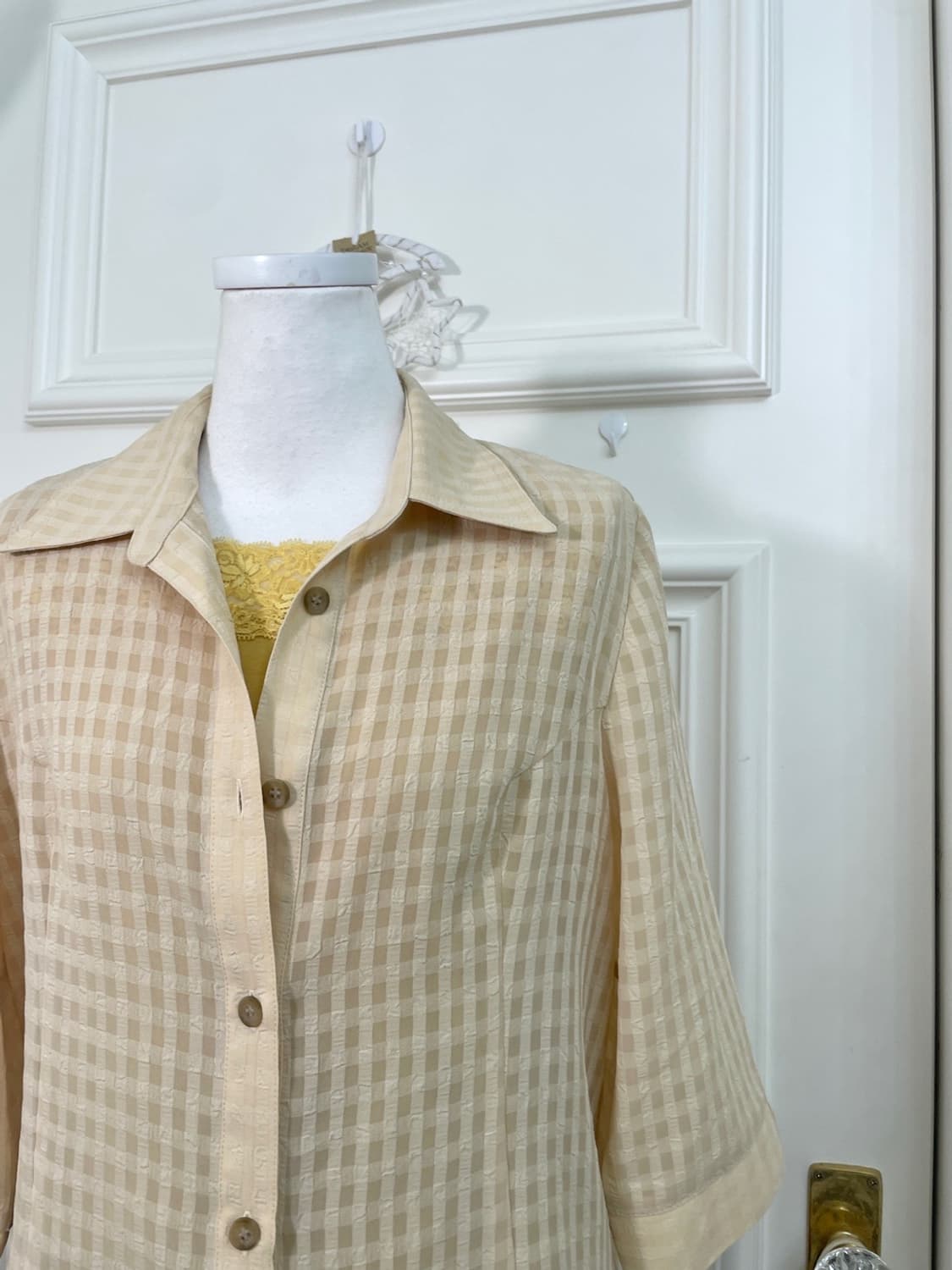butter yellow check summer jacket(size-M 상품이미지6