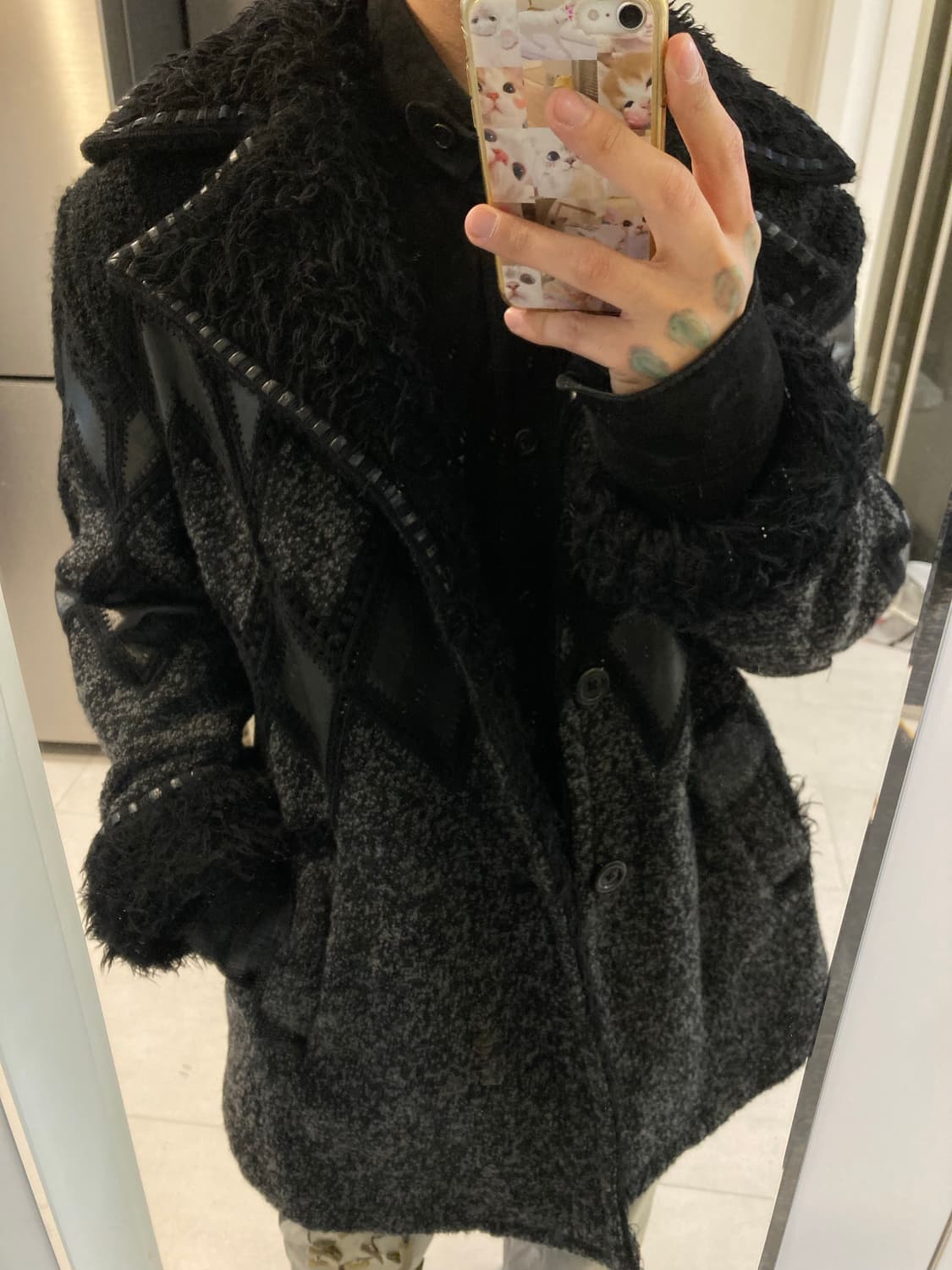 요시유키 코니시 아가일 퍼 코트 자켓 상품이미지4