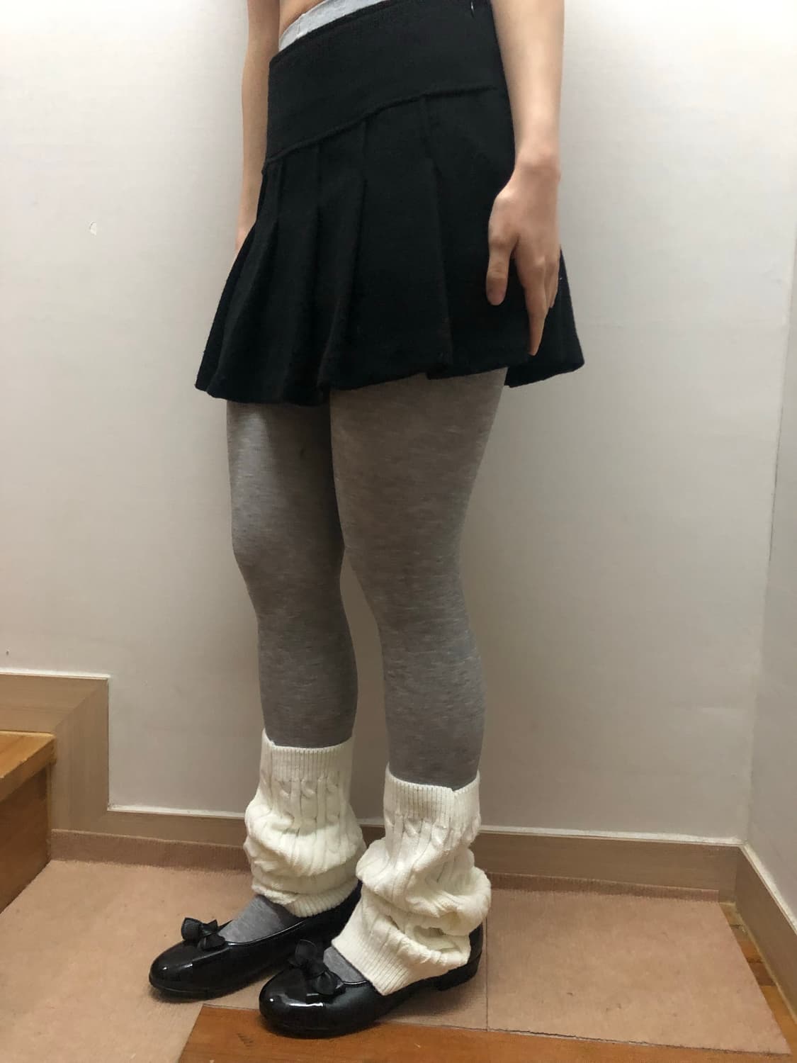 빈티지 블랙 플리츠 울 미니 스커트 상품이미지2