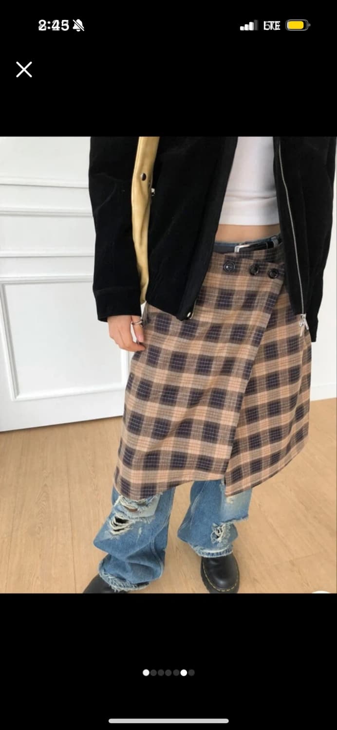 이이알하우스 체크 랩 레이어드 스커트 에프터먼데이 콜하그 피에브레   상품이미지1