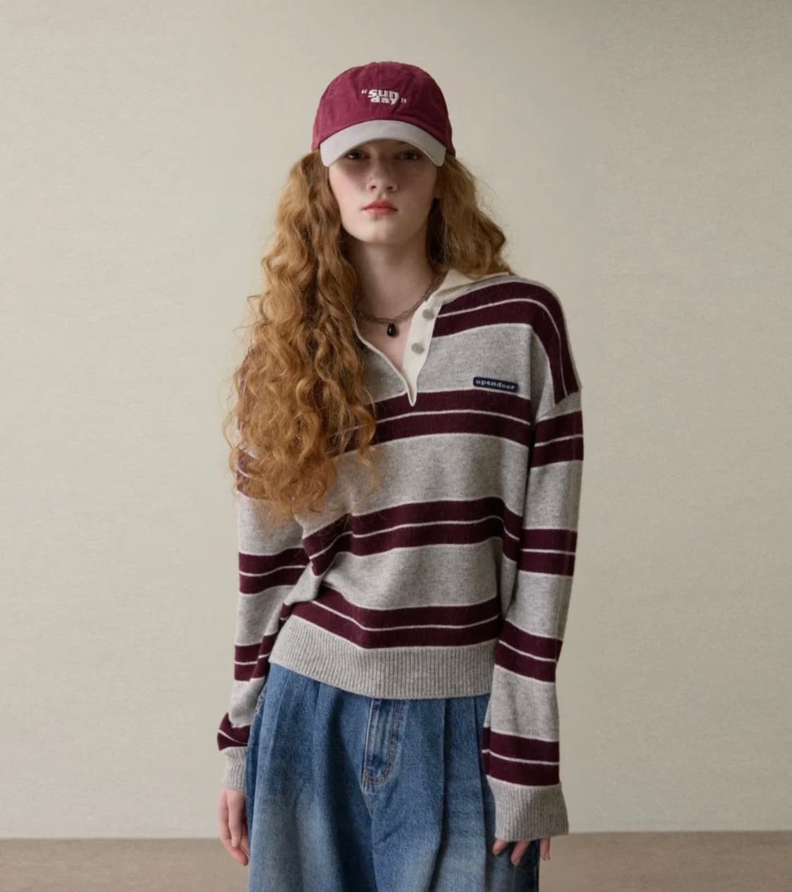 오픈도어스튜디오 color stripes knit gray 상품이미지1
