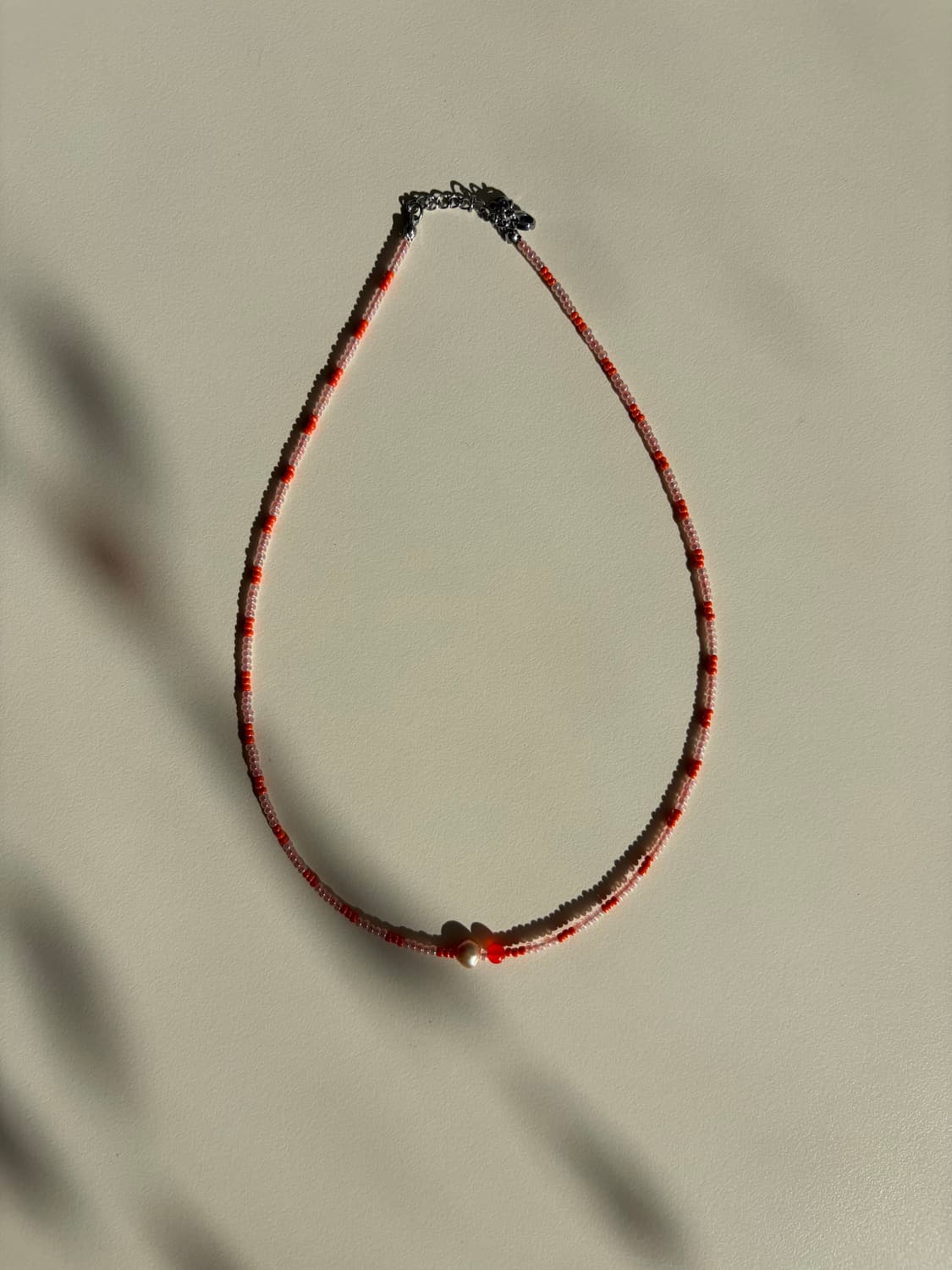 진주 주황비즈 목걸이 상품이미지1