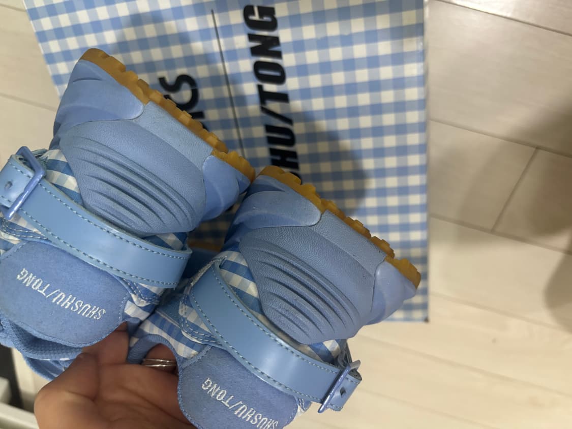 [S급/235] 아식스 x 슈슈통 타사 블루 깅엄 (실착 1회/풀박스) 상품이미지2