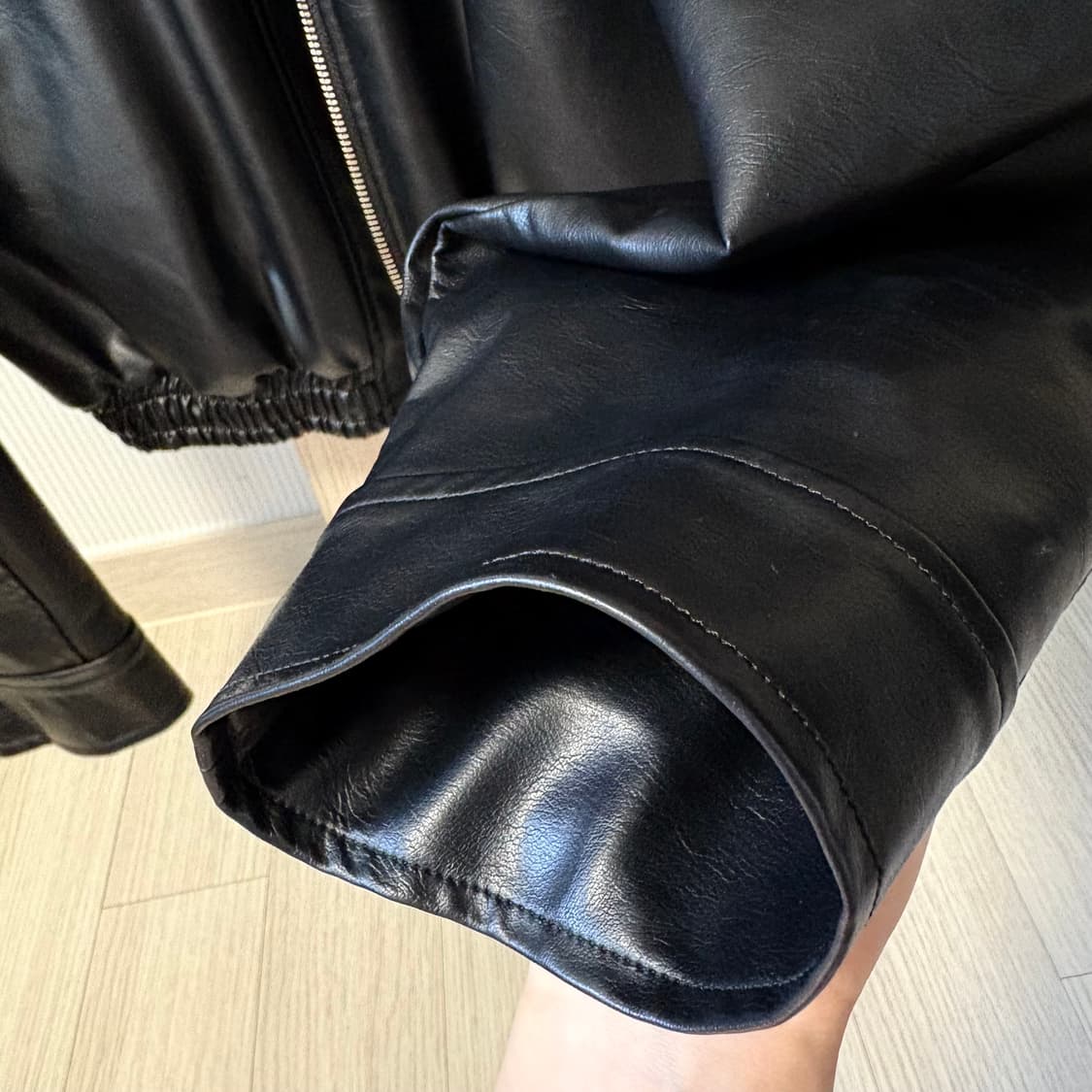 로우클래식 하이넥 레더 숏 자켓 S 상품이미지5