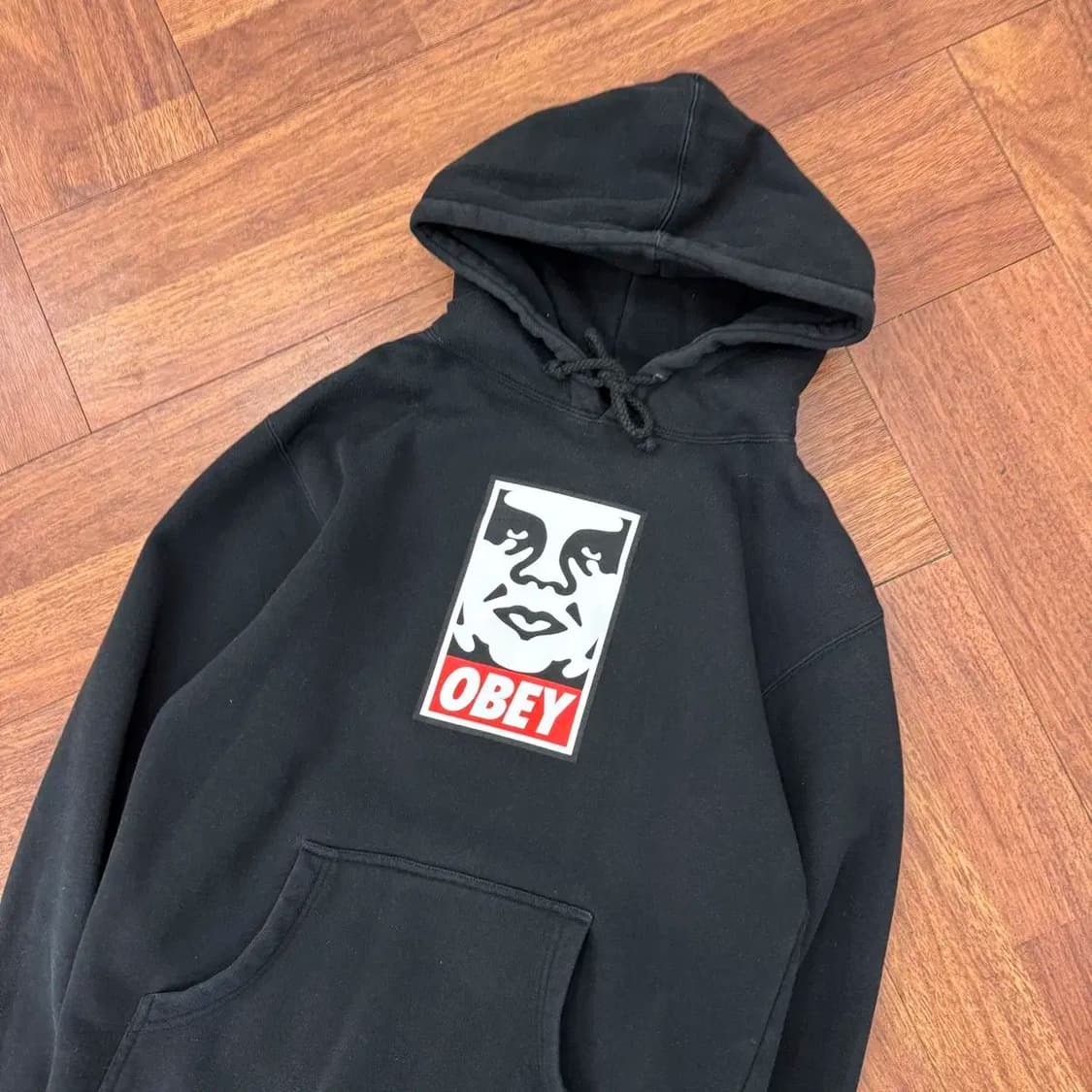 S(95) OBEY 오베이 블랙 후드 티셔츠(안감기모) 상품이미지2