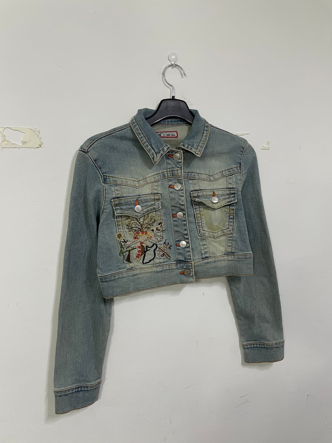 joy jean 자수 크롭 데님 청자켓 상품이미지1