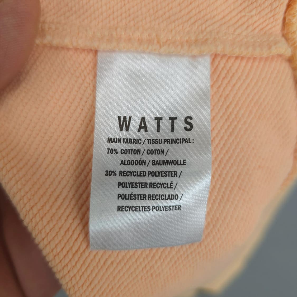 새제품)왓츠 WATTS 피치 컬러 로고 후디 M 상품이미지7