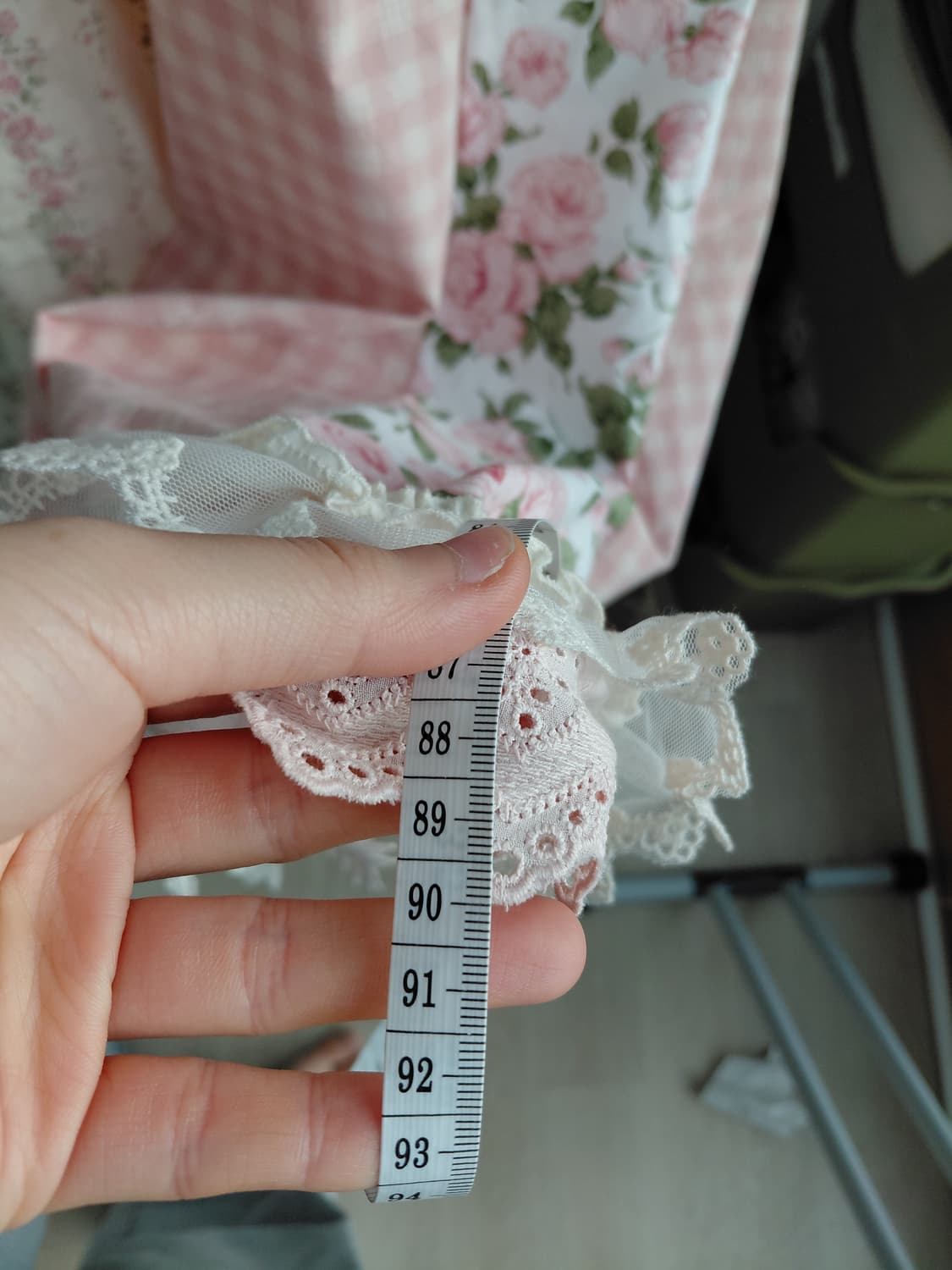 [핸드메이드 새상품] 빈티지 플라워 체크 패치워크 롱 스커트 상품이미지8