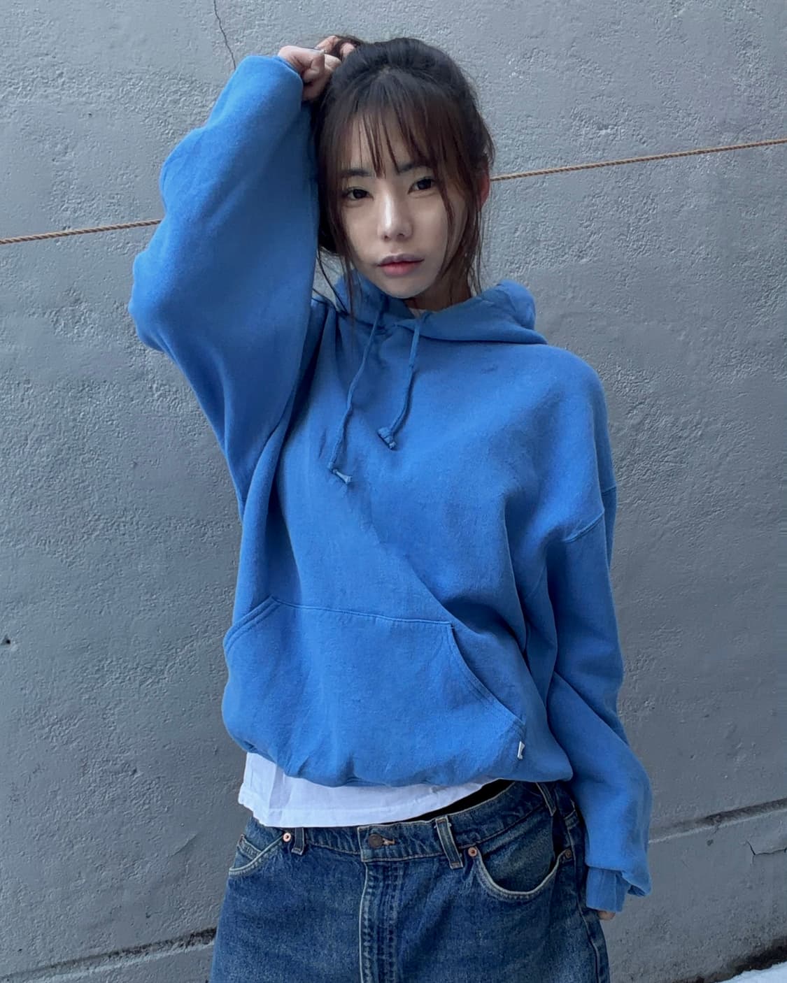 90s RUSSELL blue over hoodie 상품이미지1