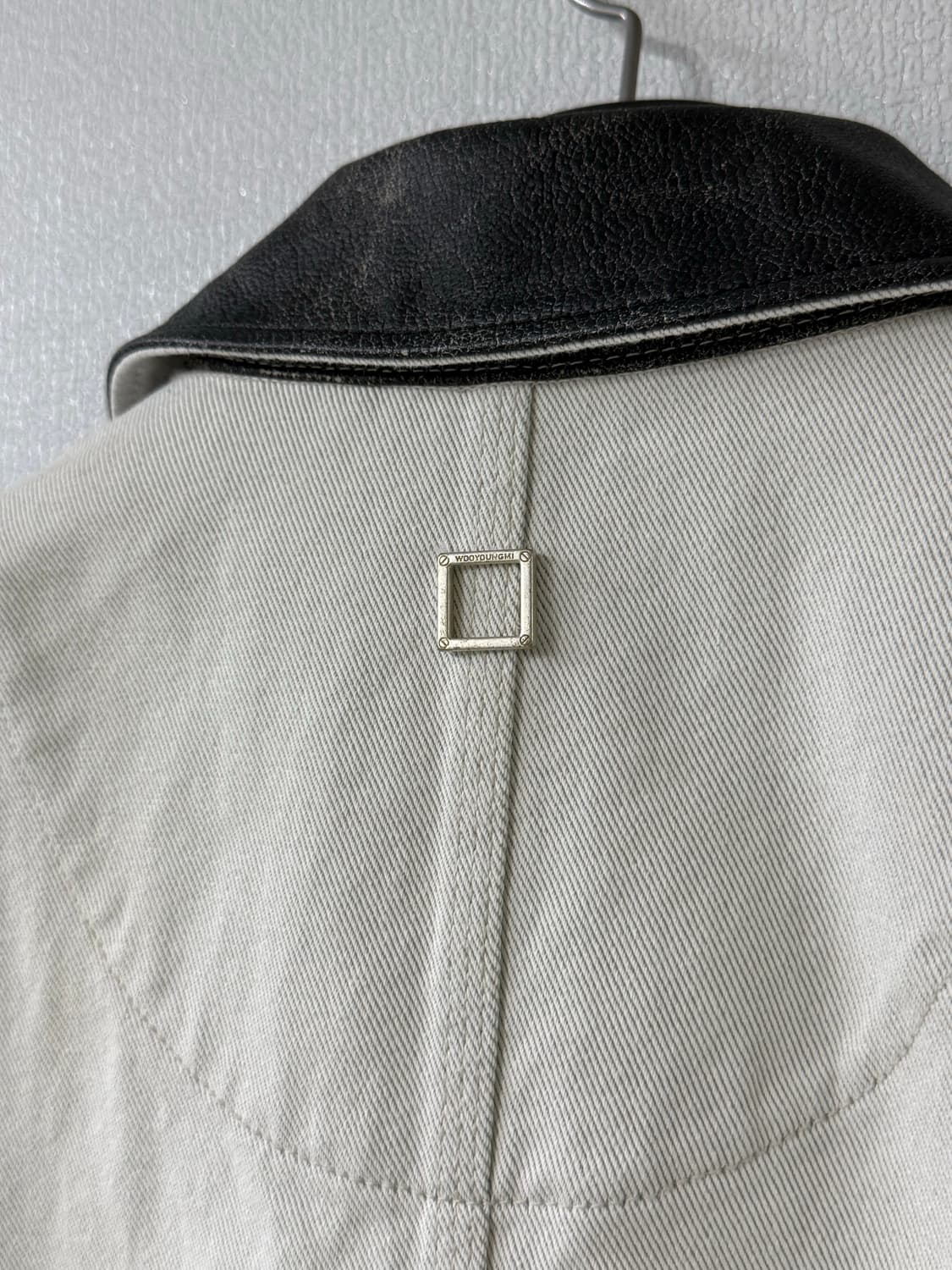 [50] 우영미 레더카라 데님 코트 자켓 오프화이트 상품이미지6