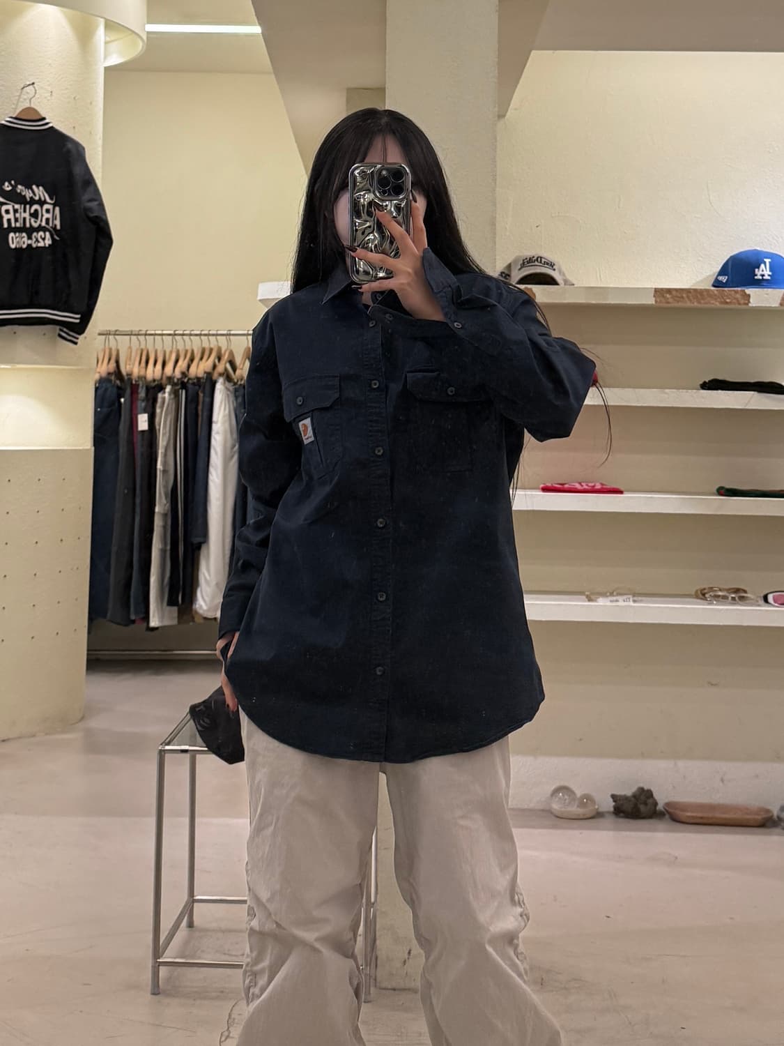 칼하트 투포켓 워크 셔츠 네이비 U1641 상품이미지1