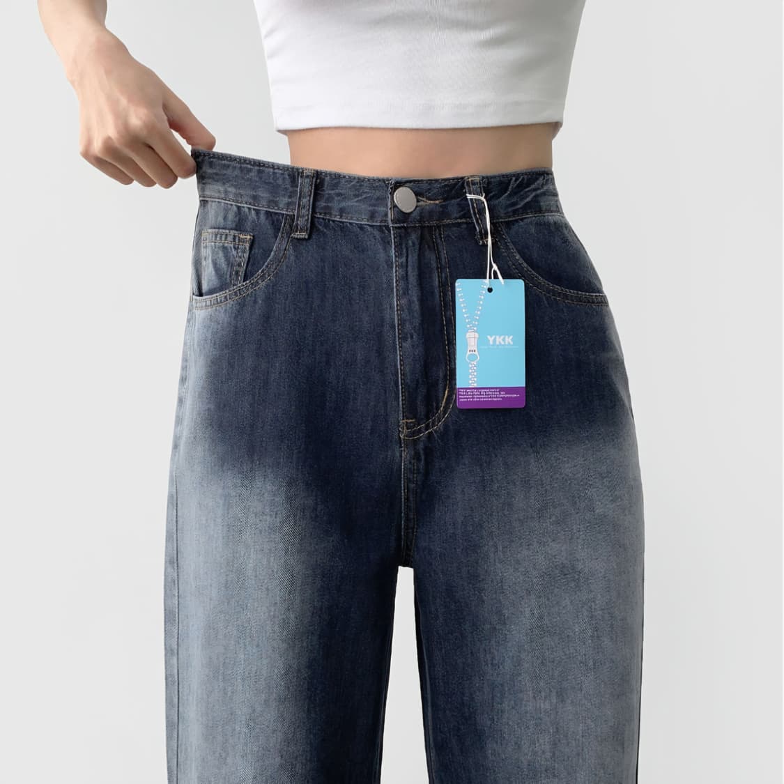 복플레이스 여름 쿨링 후들 워싱 데님팬츠 ootj 바온 블랙업 상품이미지3