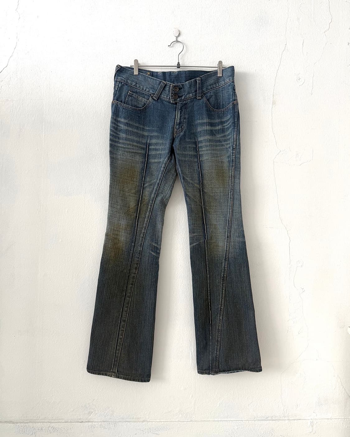 Y2K Khaki Dirty Wash Bootcut Denim Pants 상품이미지1