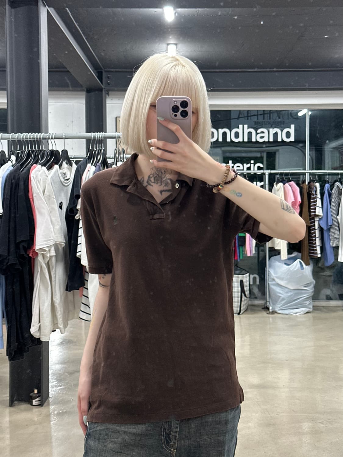 폴로 랄프로렌 브라운 카라티 반팔 티셔츠 상품이미지1