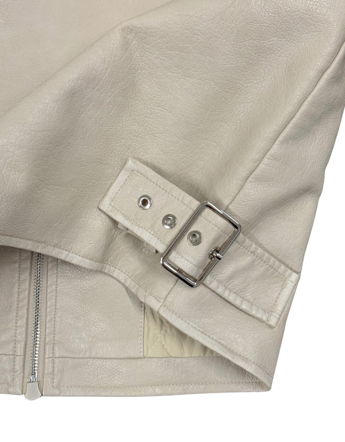 페일제이드 빈티지워싱 패디드 바이커 레더 자켓 아이보리 상품이미지4