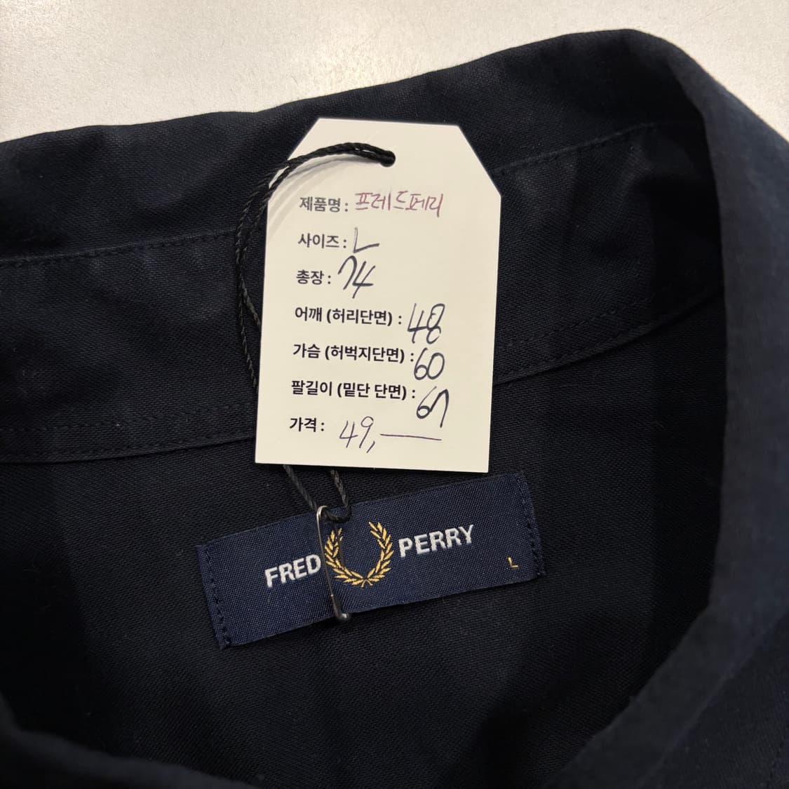 [L] 프레드페리 블랙 셔츠 긴팔 수입택 D811 상품이미지4